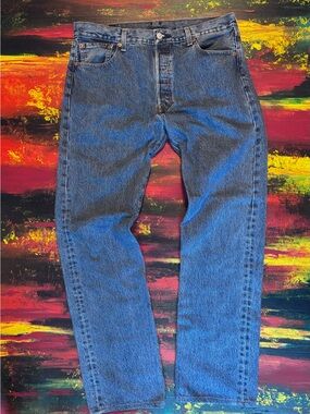 Levi's 501 Men's Blue Denim Straight Jeans with Red Tab 35x34